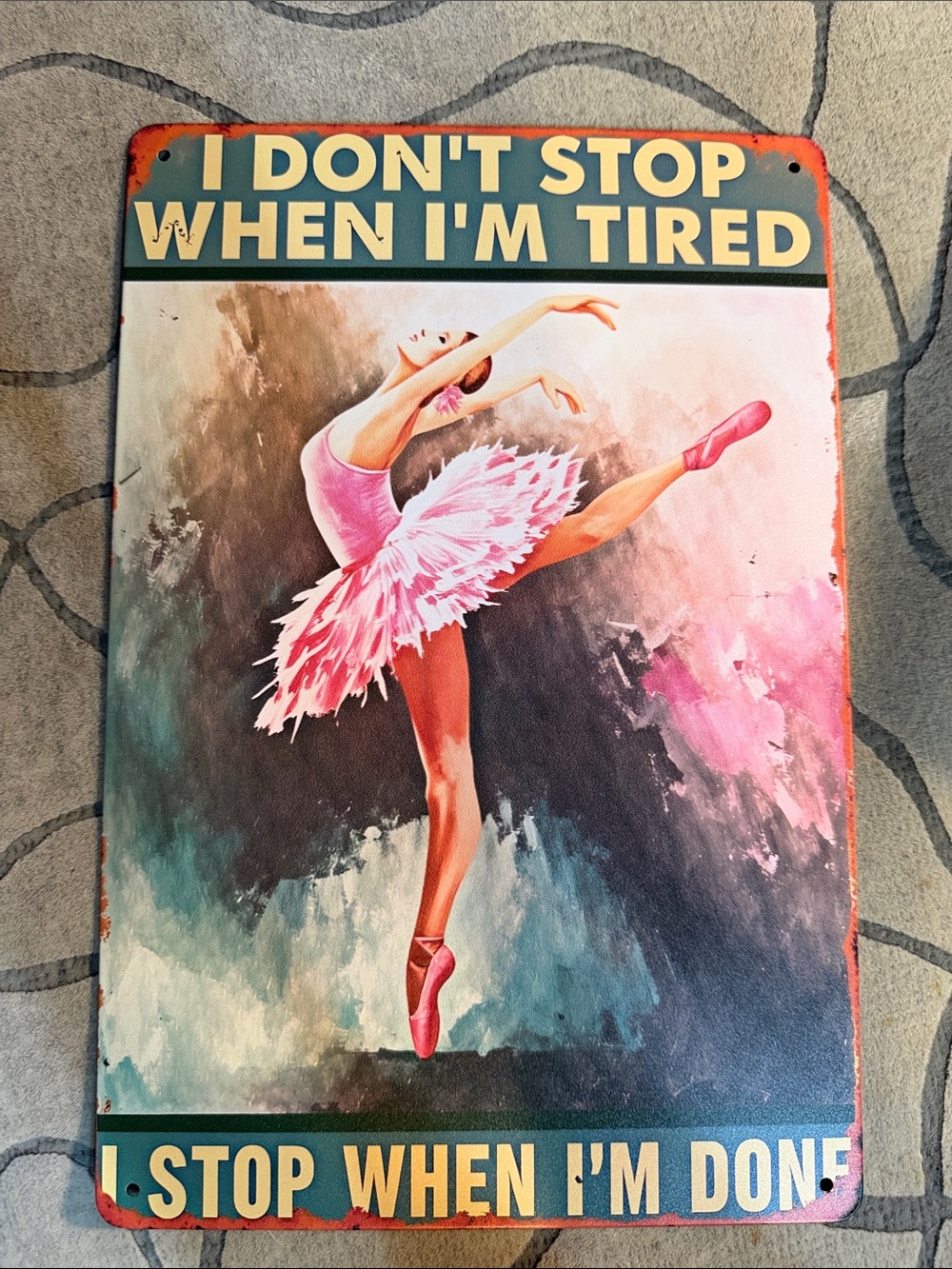 Motivational Ballerina Wall Art - Pink Tutu Design